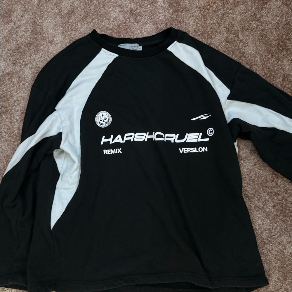 Men's Black and White Crewneck Sweater